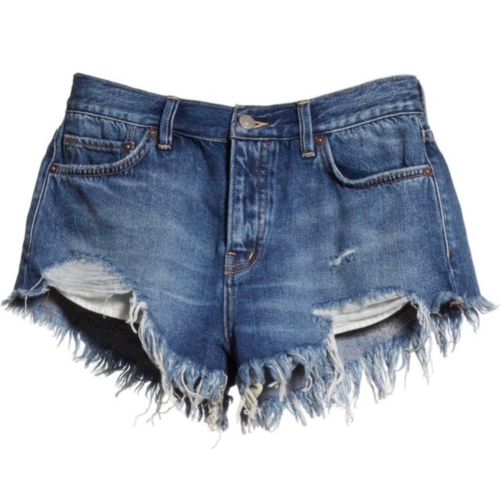 Free People We the Free Loving Good Vibrations Denim Shorts